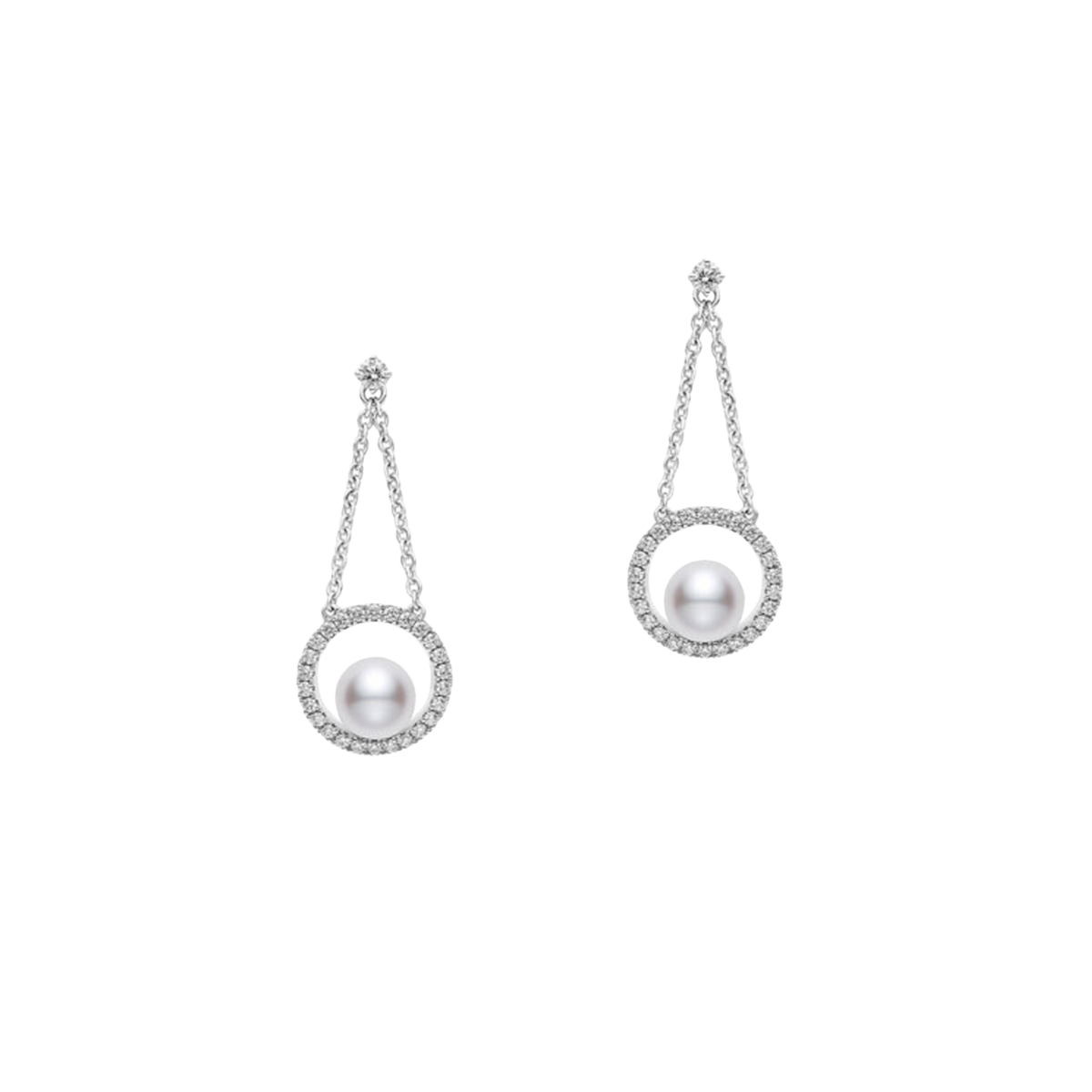 Mikimoto 6mm Grade A+ Akoya Cultured Pearl and Diamond Earrings in 18ct White Gold