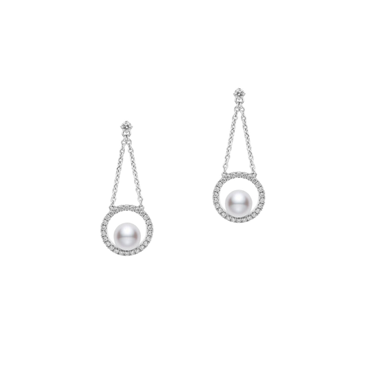 Mikimoto 6mm Grade A+ Akoya Cultured Pearl and Diamond Earrings in 18ct White Gold