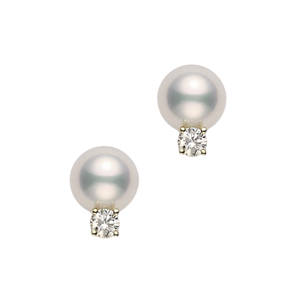 Mikimoto 8-8.5mm AA Akoya Pearl & Diamond Stud Earrings