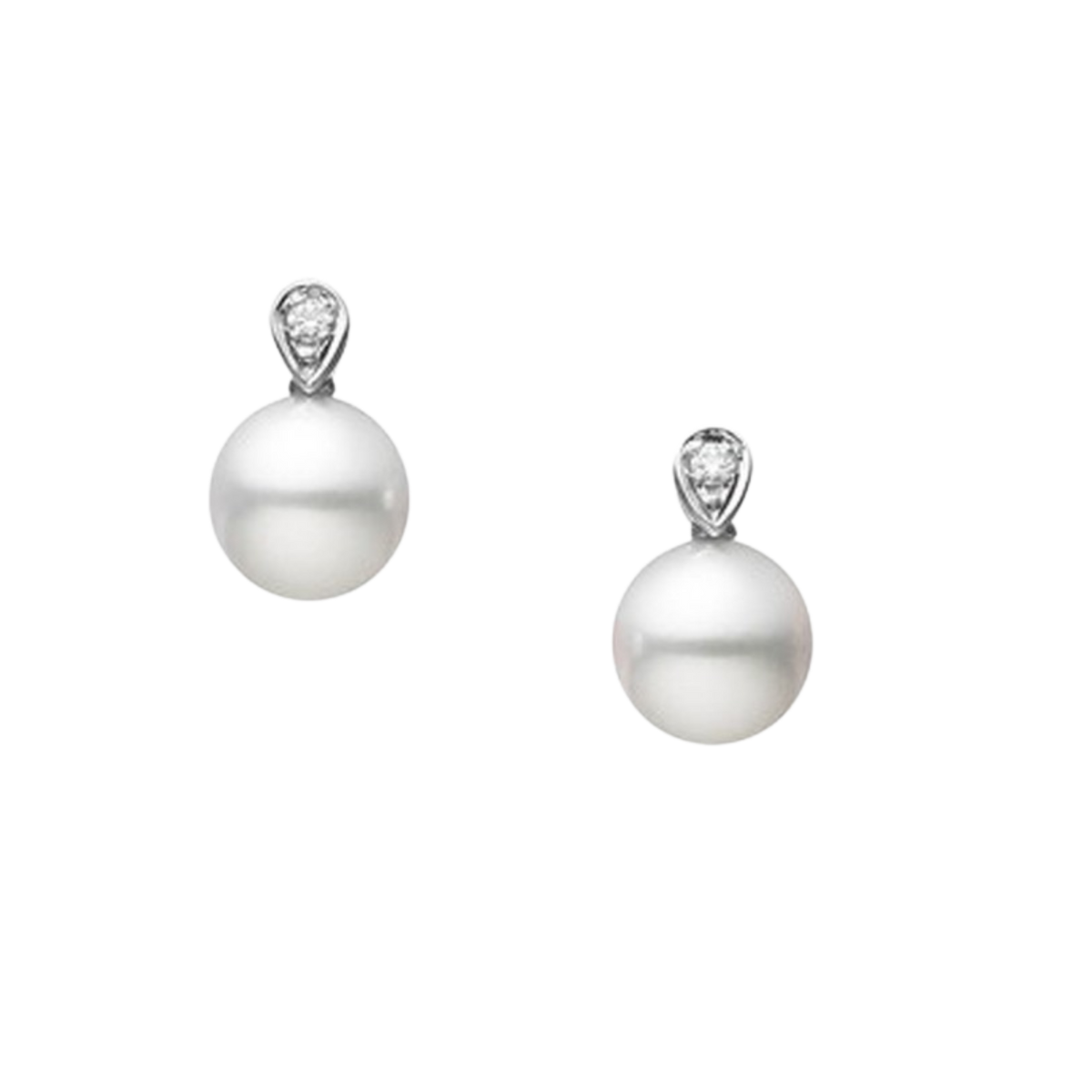 Mikimoto 6.75mm Akoya Pearl & Diamond Earrings in 18ct White Gold