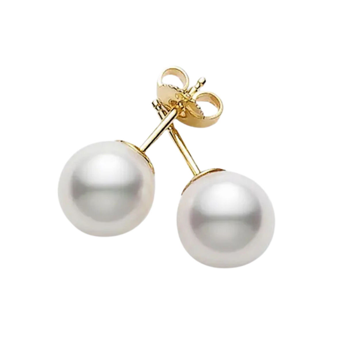 Mikimoto 7.5-8mm AAA Akoya Pearl Stud Earrings in 18ct Yellow Gold
