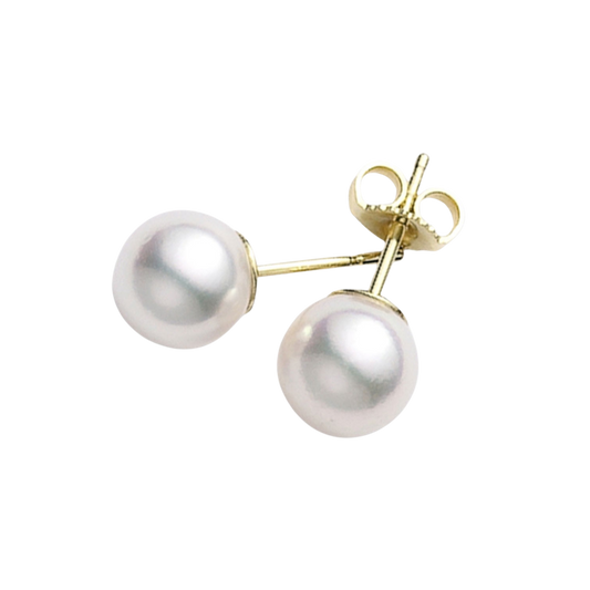 Mikimoto 8mm Grade AA Akoya Pearl Stud Earrings in 18ct Yellow Gold