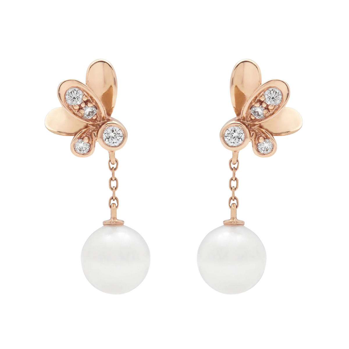 Mikimoto Dandelion Pearl & Diamond Earrings in 18ct Rose Gold