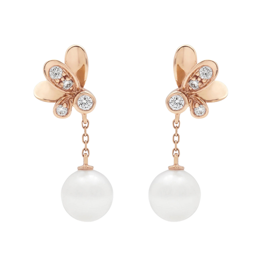 Mikimoto Dandelion Pearl & Diamond Earrings in 18ct Rose Gold