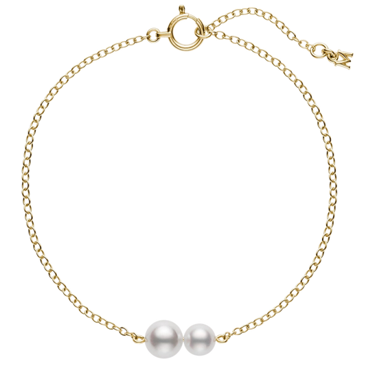 Mikimoto 5-6mm Akoya Cultured Pearl Chain Bracelet in 18ct Yellow Gold