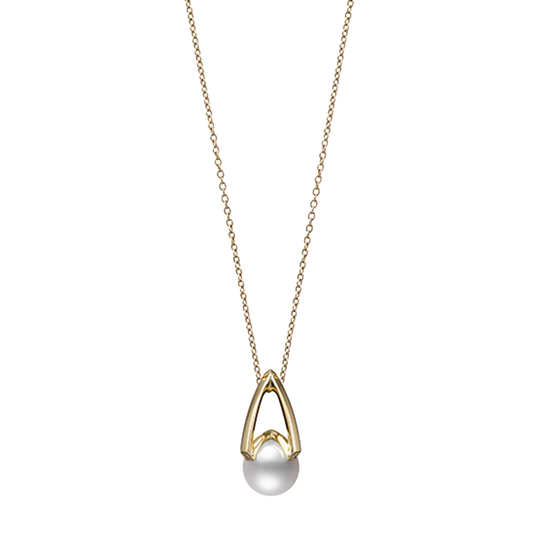Contemporary styling meets Mikimoto's celebrated pearl craftsmanship in this M Collection Akoya Cultured Pearl and Diamond Pendant. 