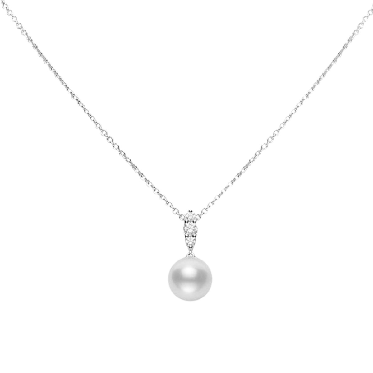 Mikimoto Morning Dew 10mm White South Sea Cultured Pearl and Diamond Pendant in 18ct White Gold