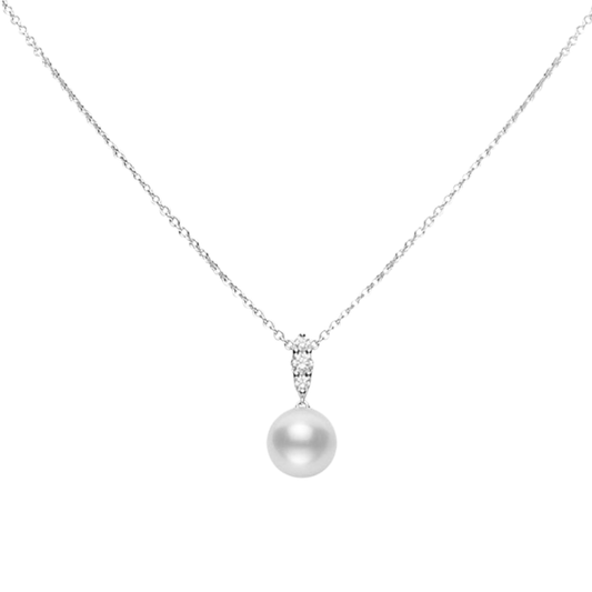 Mikimoto Morning Dew 10mm White South Sea Cultured Pearl and Diamond Pendant in 18ct White Gold