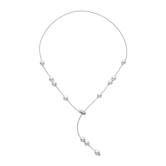 Mikimoto Pearls in Motion 7mm Akoya Cultured Pearl and Diamond Necklace in 18ct White Gold