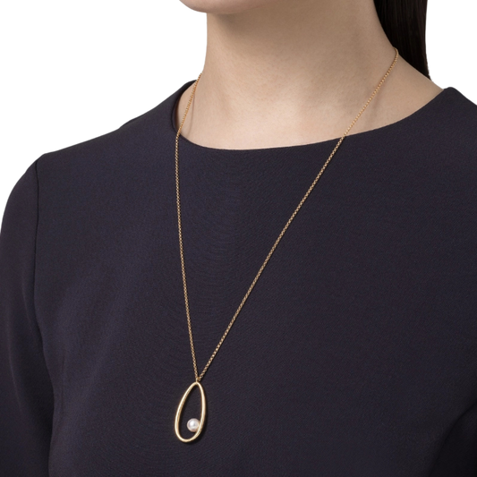 Mikimoto Moon Dew 7.25mm Akoya Cultured Pearl Pendant in 18ct Yellow Gold on a Model 