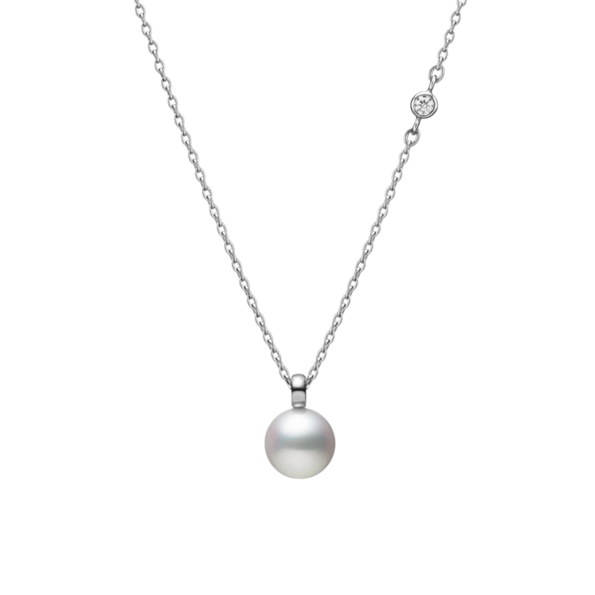 Mikimoto 7mm Akoya Cultured Pearl and Diamond Pendant in 18ct White Gold
