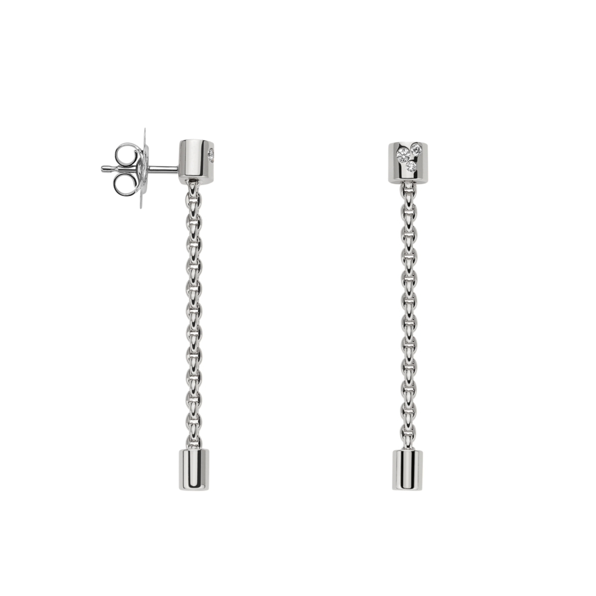 The FOPE pendant earrings in 18ct white gold are a refined take on everyday diamond jewellery.
