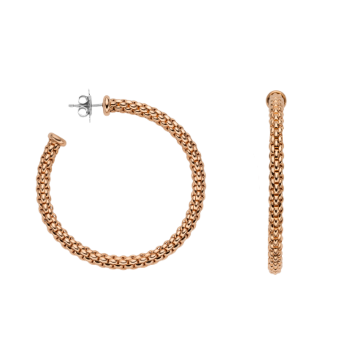 The FOPE Essentials Large Hoop Earrings are expertly crafted in 18ct rose gold, bringing together timeless style and contemporary Italian design. 