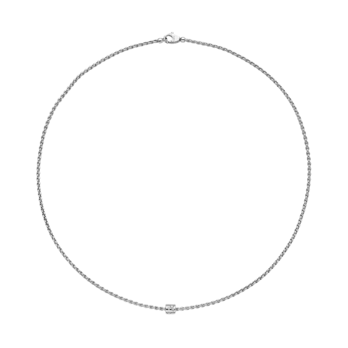 The FOPE Aria Diamond Necklet is a refined expression of modern Italian luxury, crafted in 18ct white gold.