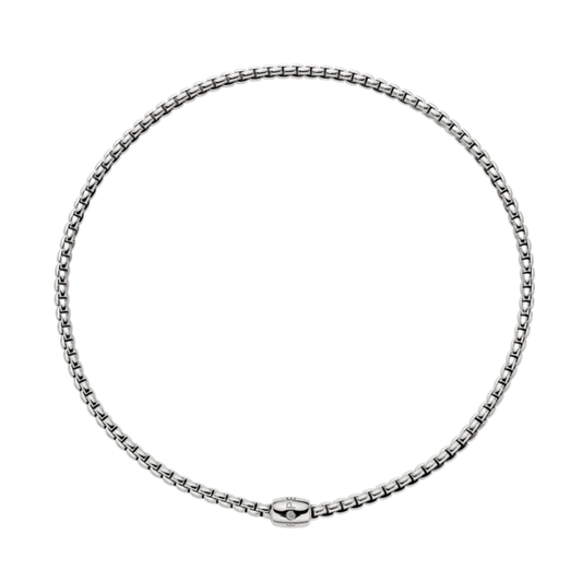 Elegant and effortlessly wearable, this FOPE Eka Flex'it necklace is crafted in 18ct white gold with a delicate 0.01ct diamond. The flexible design offers exceptional comfort with a contemporary finish.