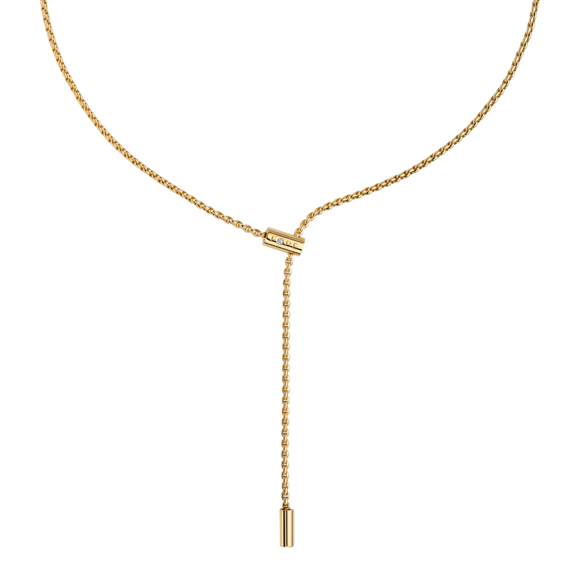 Elegant and effortlessly versatile, this FOPE Aria lariat necklace is crafted in 18ct yellow gold with a delicate sliding diamond clasp. The adjustable design lets you tailor the length to suit any style.