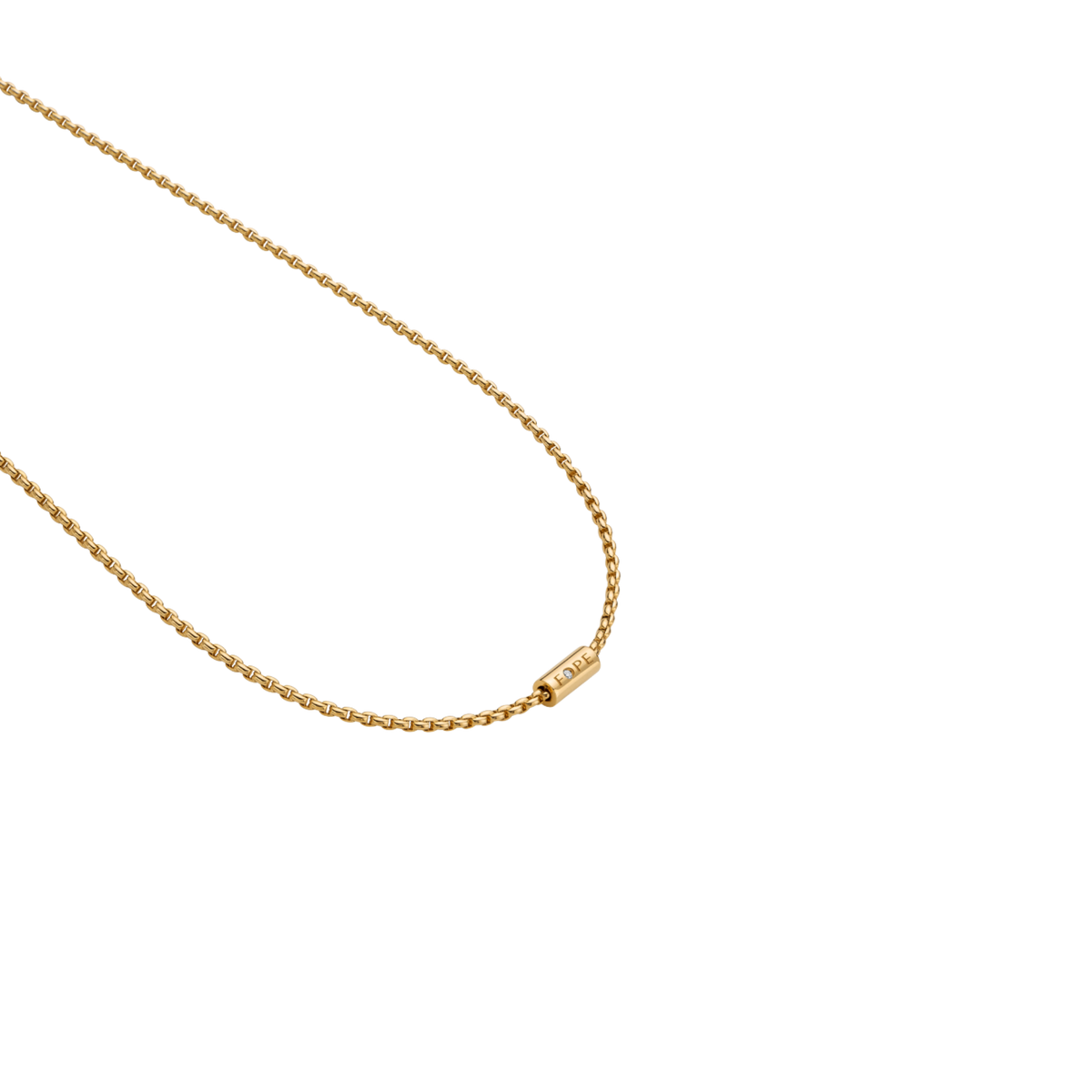 Beautifully crafted in 18ct yellow gold, this FOPE Aria necklace offers a clean, contemporary design with a hint of diamond sparkle. The longer 60cm length gives it a relaxed and versatile feel.

