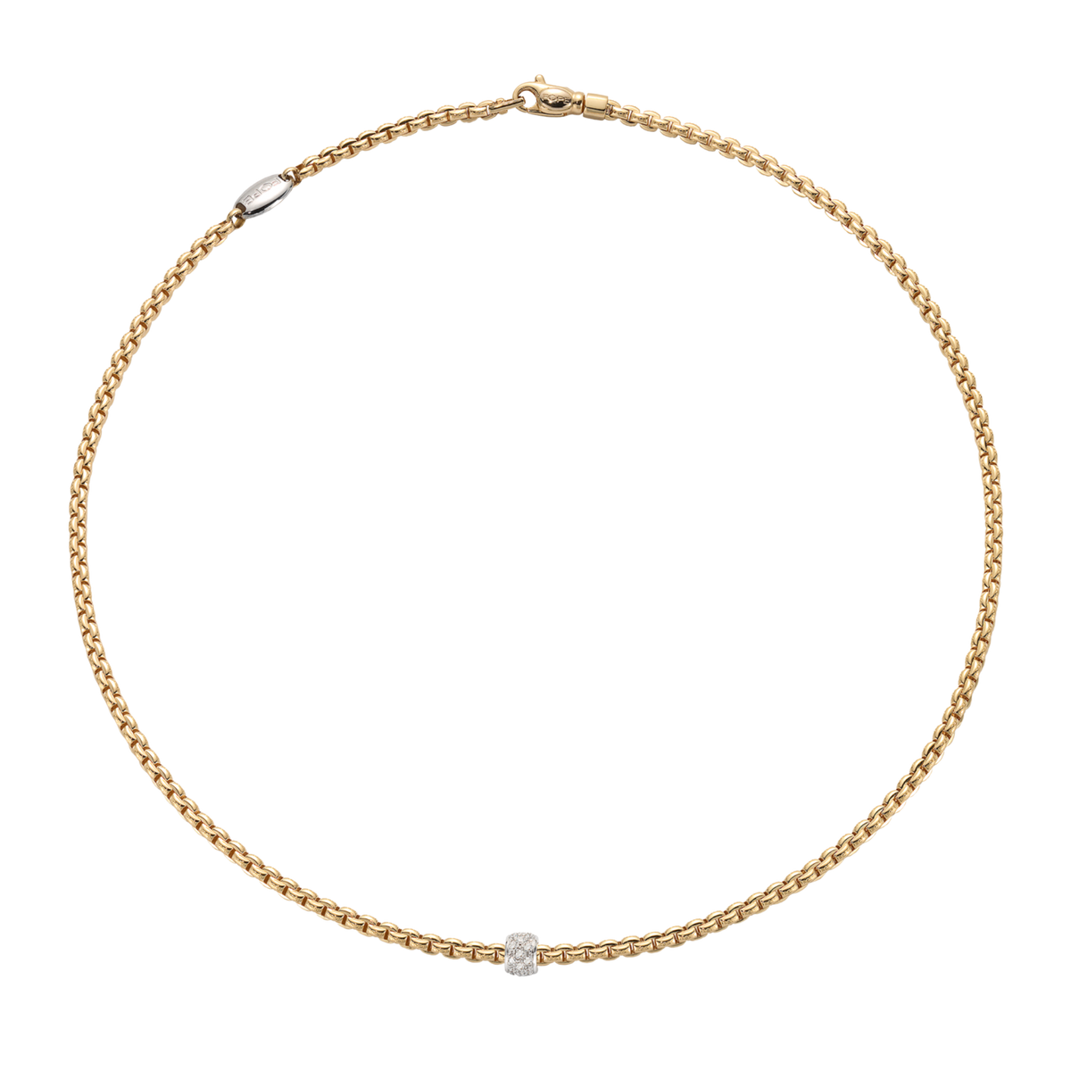 FOPE 18ct gold necklace with elegant 0.19ct diamond pavé pendant