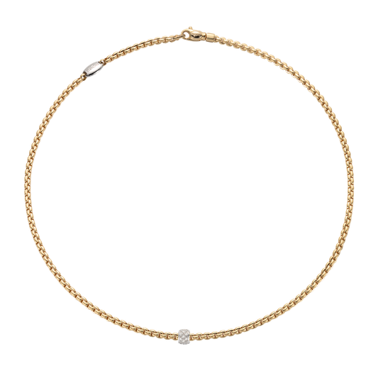 FOPE 18ct gold necklace with elegant 0.19ct diamond pavé pendant