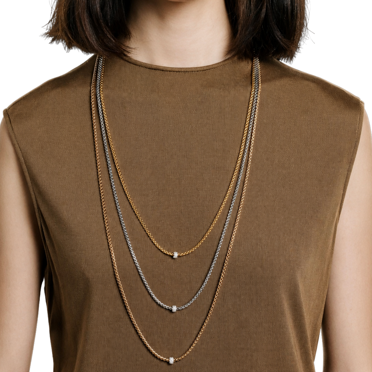 FOPE luxury 18ct gold necklace featuring a sparkling diamond pavé pendant