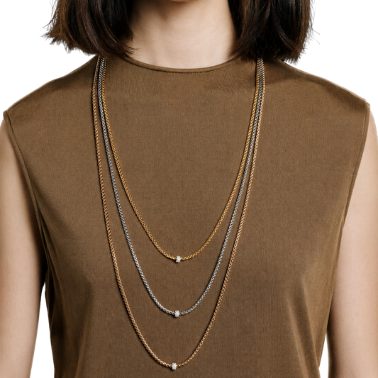 FOPE luxury 18ct gold necklace featuring a sparkling diamond pavé pendant