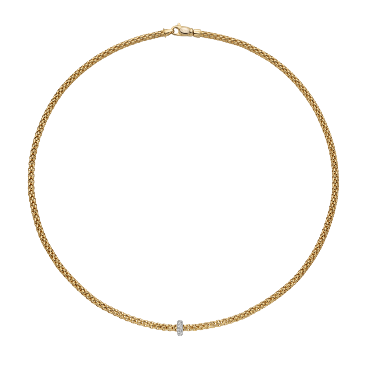 FOPE 18ct gold necklace with elegant diamond-set gold rondel