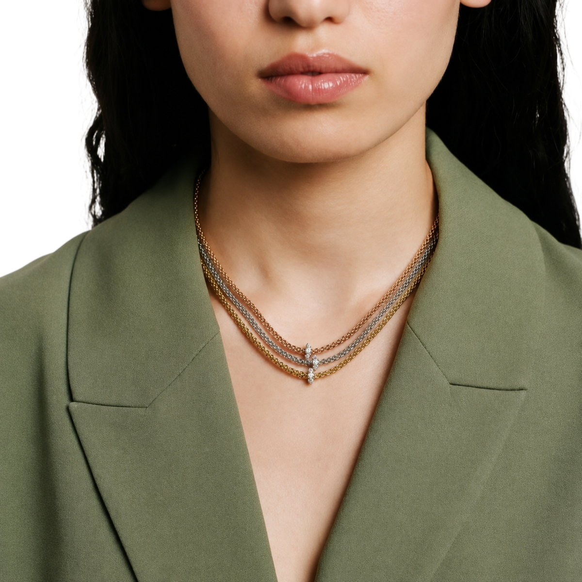 FOPE diamond necklace crafted in 18ct gold with 0.18ct diamond detailing