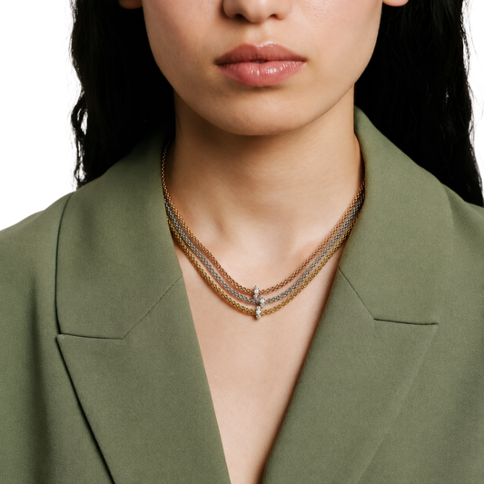 FOPE diamond necklace crafted in 18ct gold with 0.18ct diamond detailing