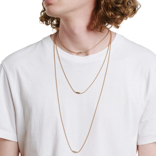 Its 90cm length creates a graceful silhouette that works beautifully on its own or layered.