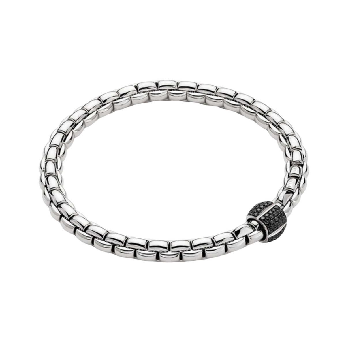 Crafted in 18ct white gold, this FOPE Eka Flex'it bracelet features a sparkling diamond pavé rondel for a refined touch of brilliance. Designed in an XL size, it offers the collection's signature flexibility and exceptional comfort.