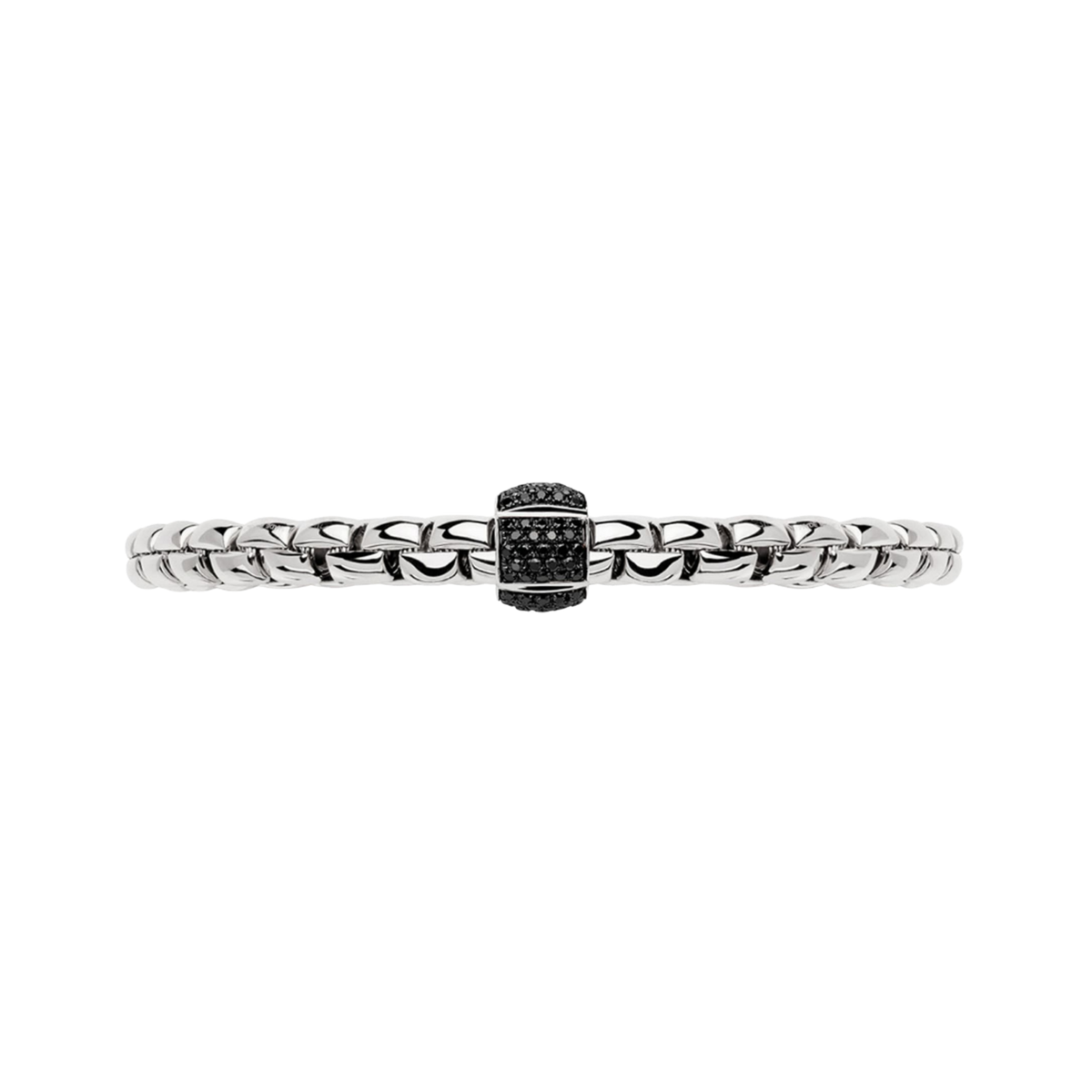 FOPE Eka Extra Large 18ct White Gold Bracelet with Black Diamonds.
