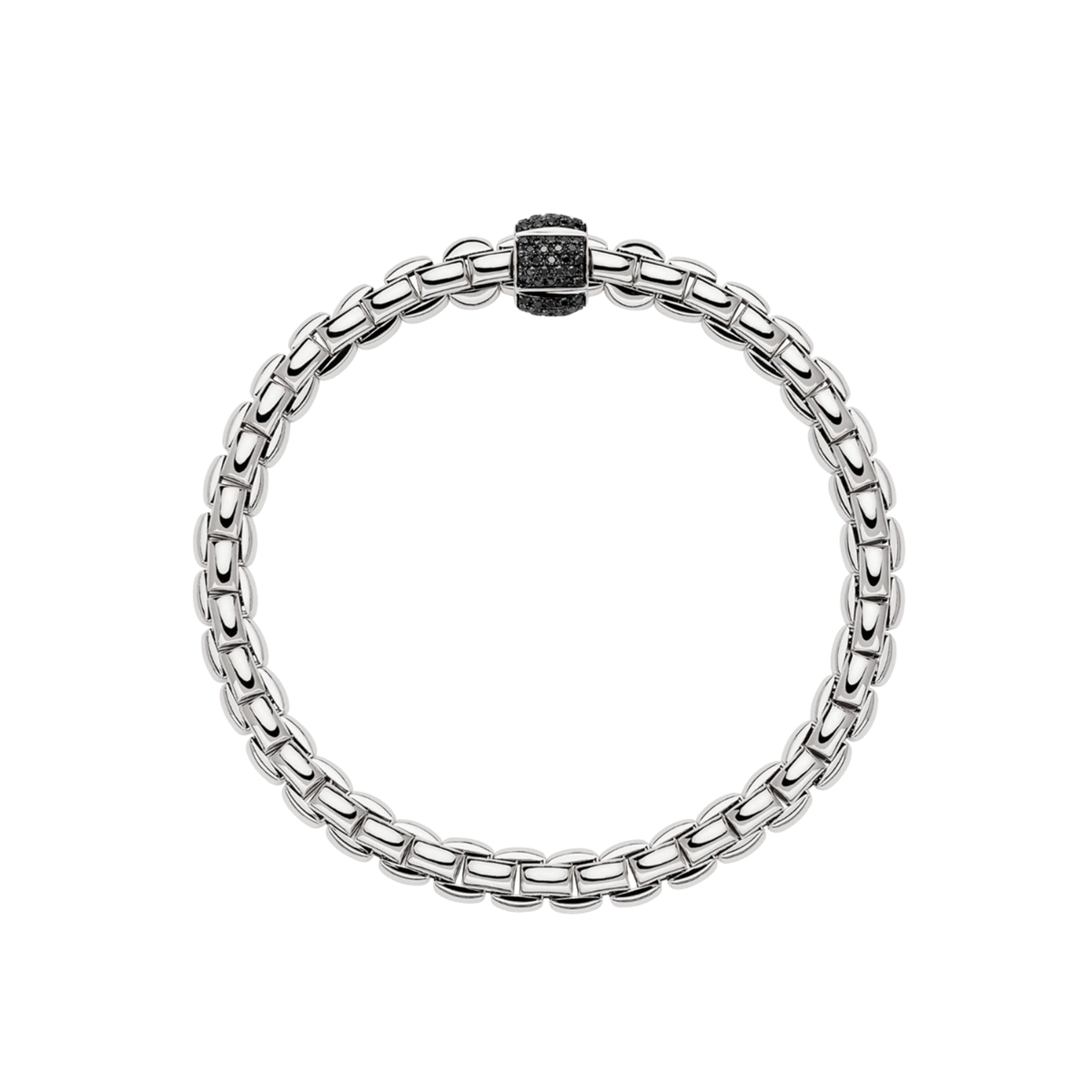 Elegant and effortlessly wearable, this FOPE Eka Flex'it bracelet pairs luxurious 18ct white gold with a dazzling diamond pavé rondel. The XL size provides a comfortable fit, making it an ideal piece for everyday sophistication.