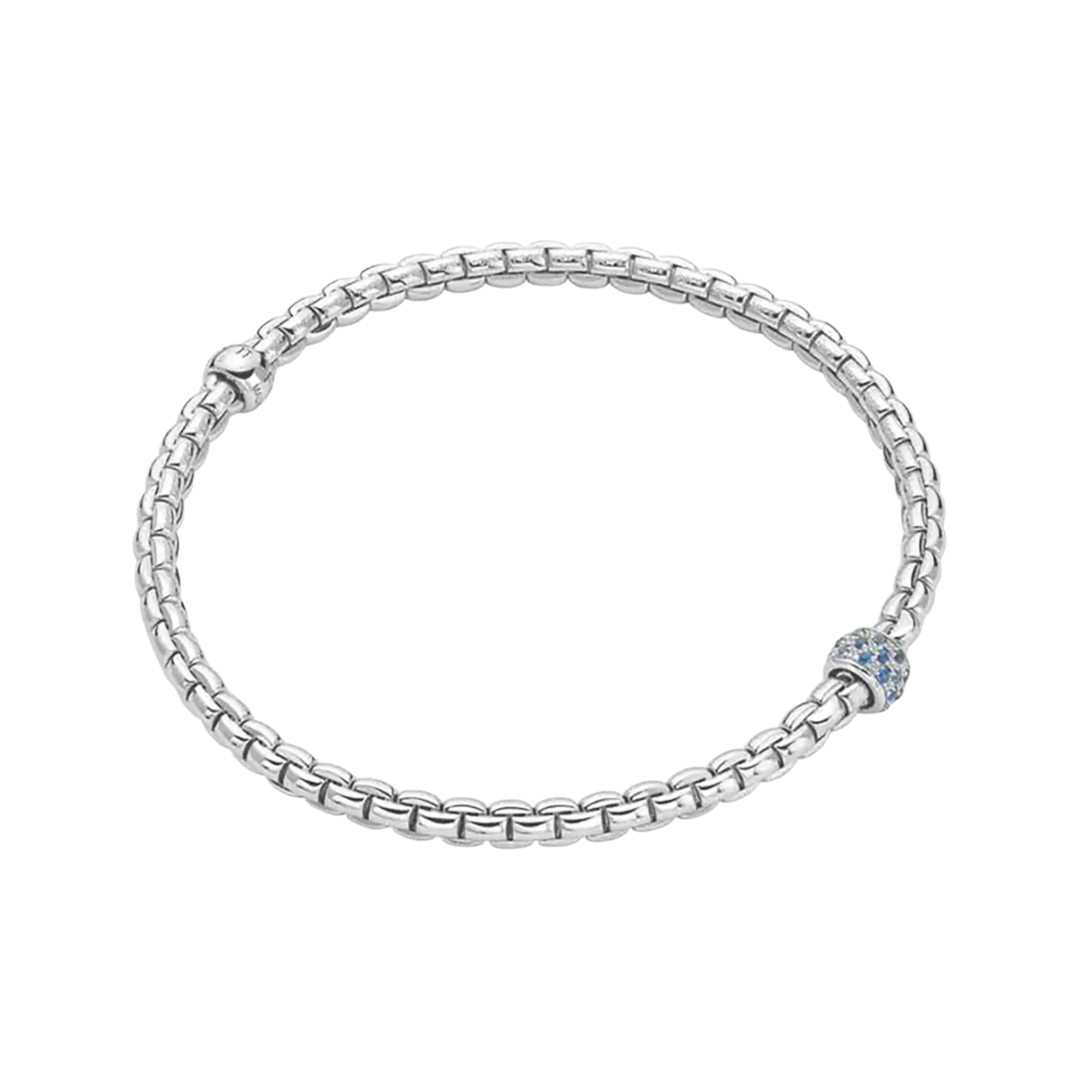 FOPE Eka 18ct white gold bracelet with sapphire and diamond pavé rondel