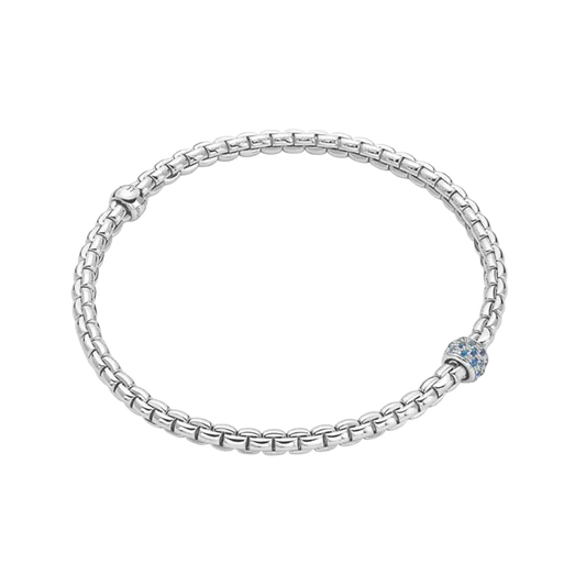 FOPE Eka 18ct white gold bracelet with sapphire and diamond pavé rondel