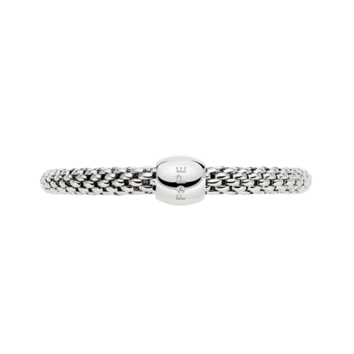 This medium FOPE Love Nest bracelet combines 18ct white gold with a sparkling 0.02ct diamond, finished with the comfortable Flex'it clasp-free construction