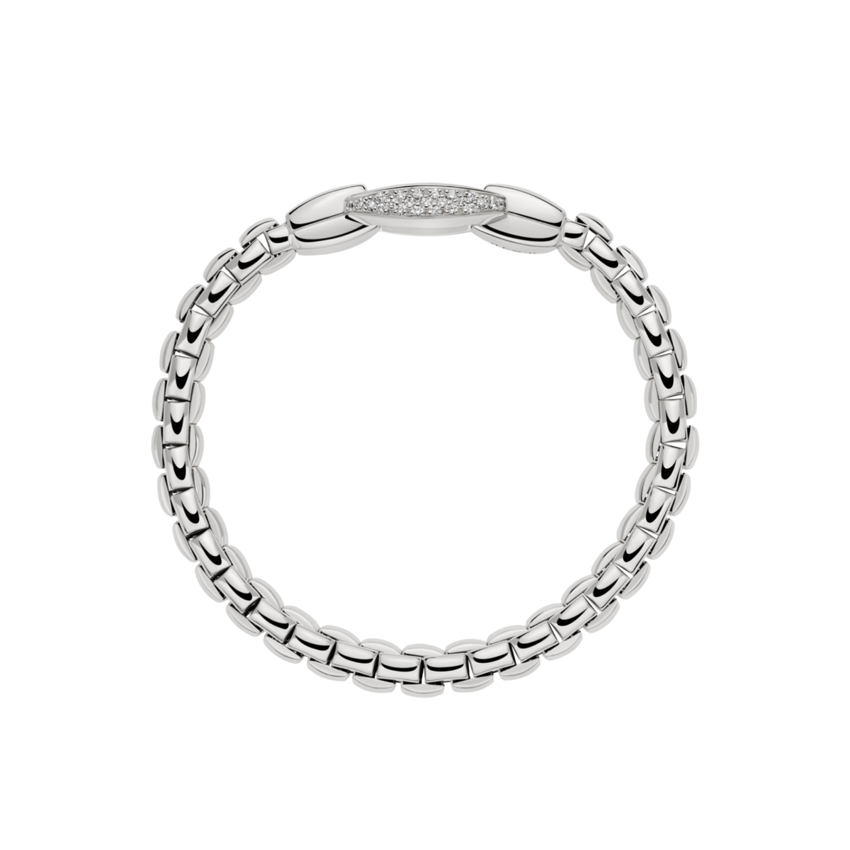 Designed for effortless everyday wear, this small Eka Flex'it bracelet features an all-white gold construction with a beautifully diamond-set clasp.