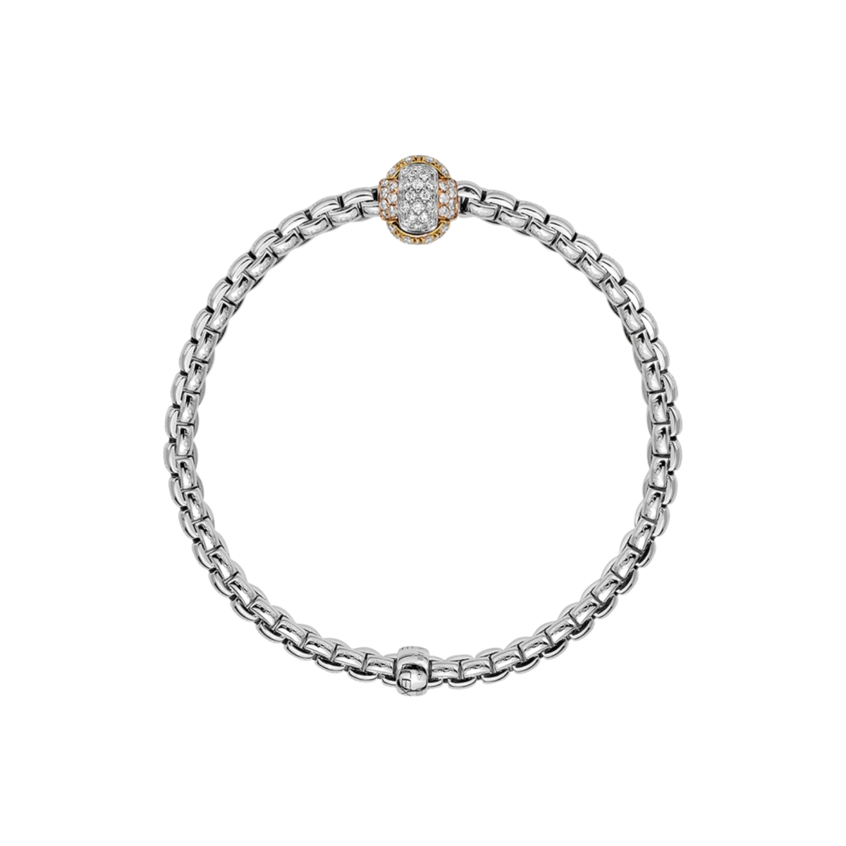 Finished with a stunning 0.69ct diamond-set feature, this FOPE Novita bracelet combines polished 18ct white gold with the collection's distinctive flexible design.