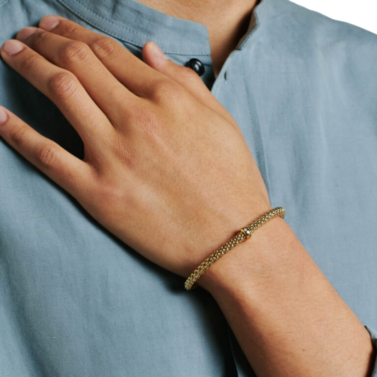 FOPE Solo 18ct Yellow Gold Large Flex'it Bracelet with Diamond