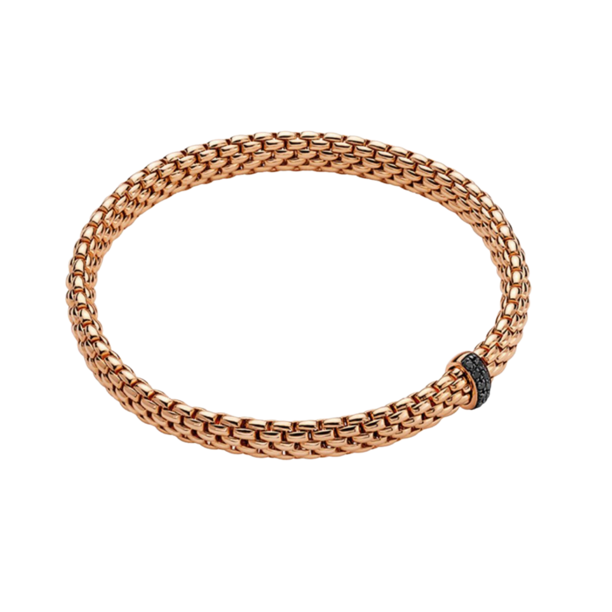 The elegant oval mesh of the Vendôme collection gives this large FOPE bracelet a distinctive look, finished in 18ct rose gold with a subtle 0.01ct diamond.