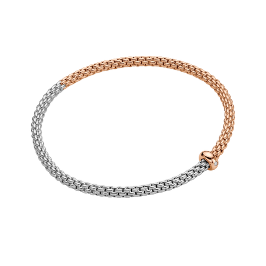 Front facing view of Fope Prima bracelet with the Flex'it technology in 18ct white and rose gold.