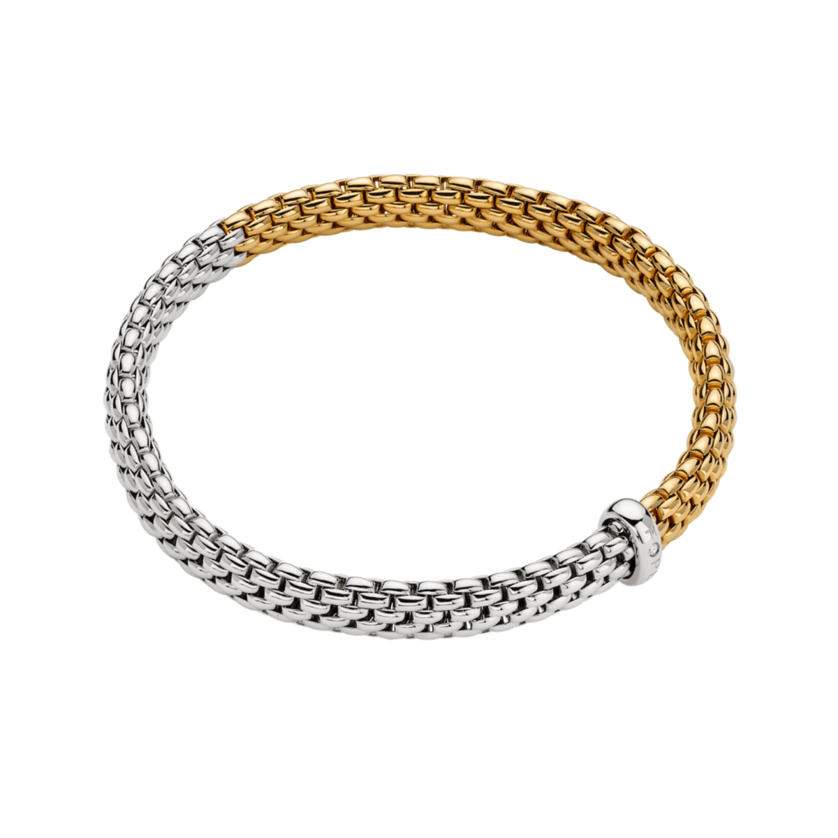 A refined blend of 18ct white and yellow gold gives this medium FOPE Vendôme bracelet its elegant bicolour finish, crafted with the signature Flex'it design.
