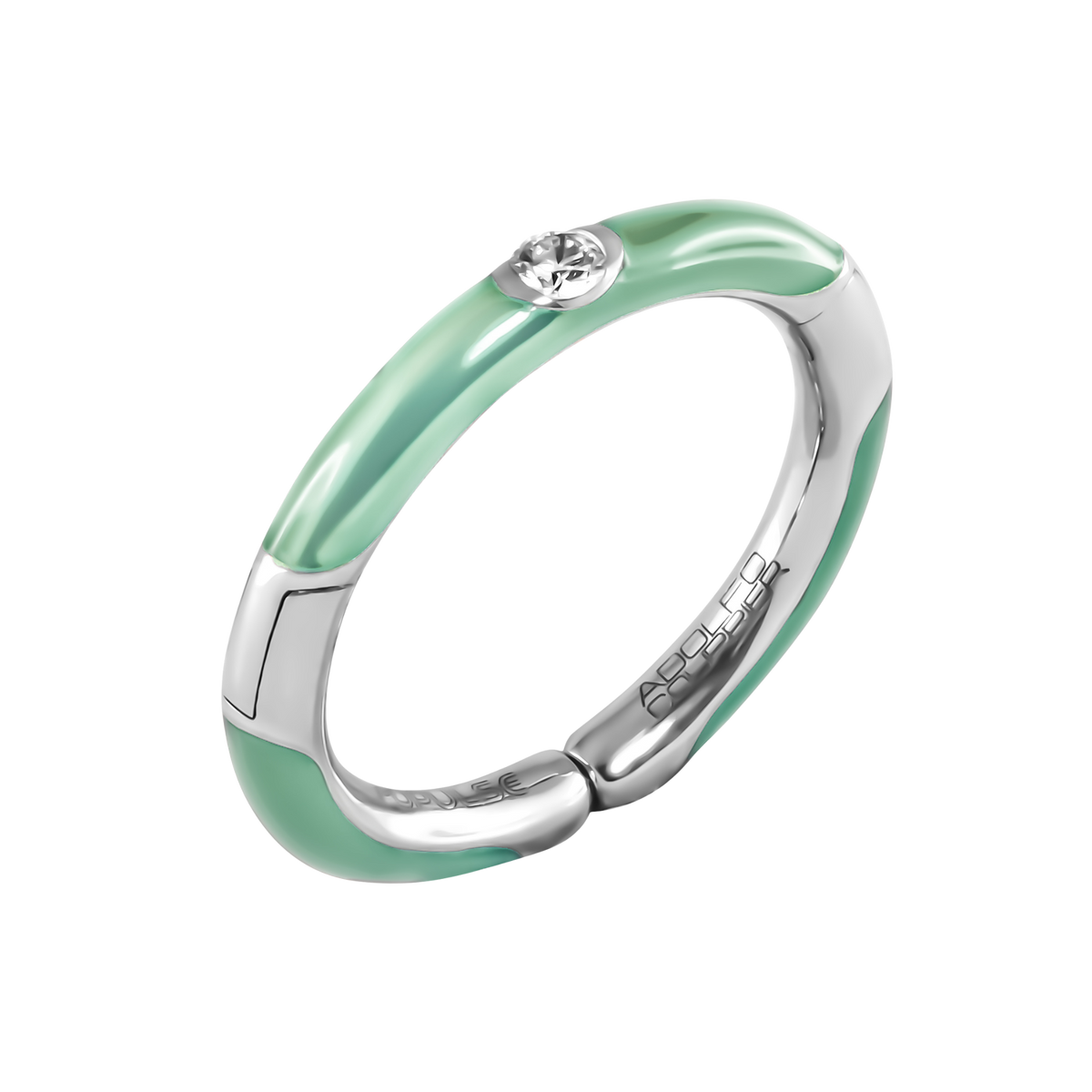 Crafted in 18ct white gold, this Populse Aqua ring features 0.08ct of brilliant diamonds, finished with vibrant aqua enamel and an adjustable fit up to four sizes.