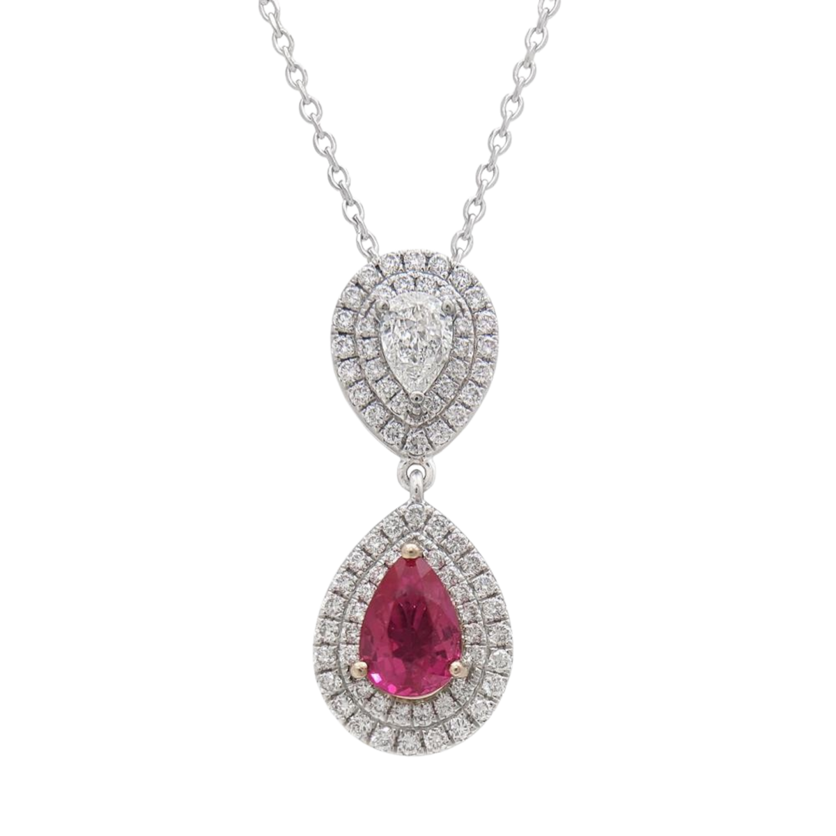 Platinum & Rose Gold Pink Sapphire Diamond Pendant