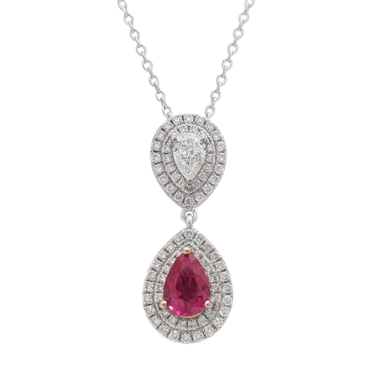 Platinum & Rose Gold Pink Sapphire Diamond Pendant