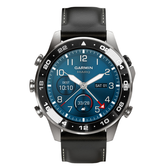 Garmin MARQ Aviator Gen 3 47mm, featuring a Grade 5 titanium case, ceramic UTC bezel and advanced aviation and navigation technology.