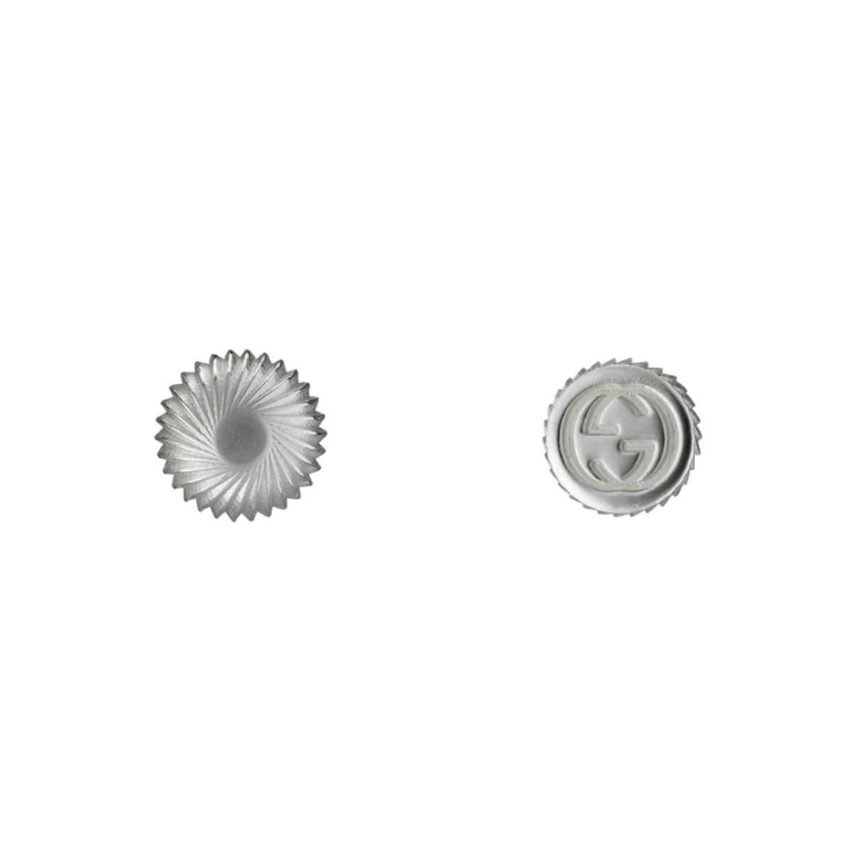 Gucci sterling silver Interlocking G stud earrings with the signature Boule finish. A clean everyday piece with a luxury designer feel.