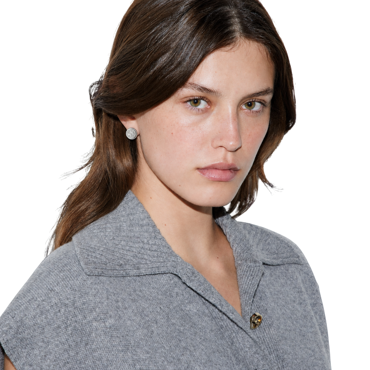Gucci 925 sterling silver Interlocking G stud earrings with the signature Boule finish. 