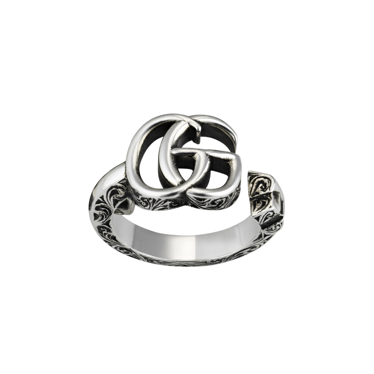 Gucci open ring crafted in sterling silver with the recognisable Double G detail. A subtle designer piece that works with any look.