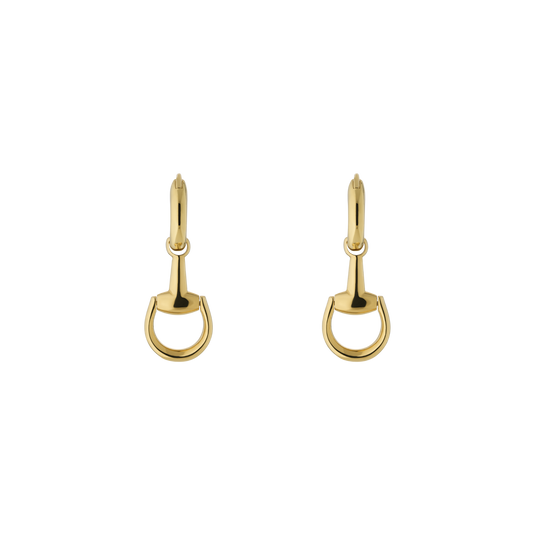 These Horsebit drop earrings are crafted from luxurious 18ct yellow gold and feature the Gucci's iconic half-horsebit motif. 