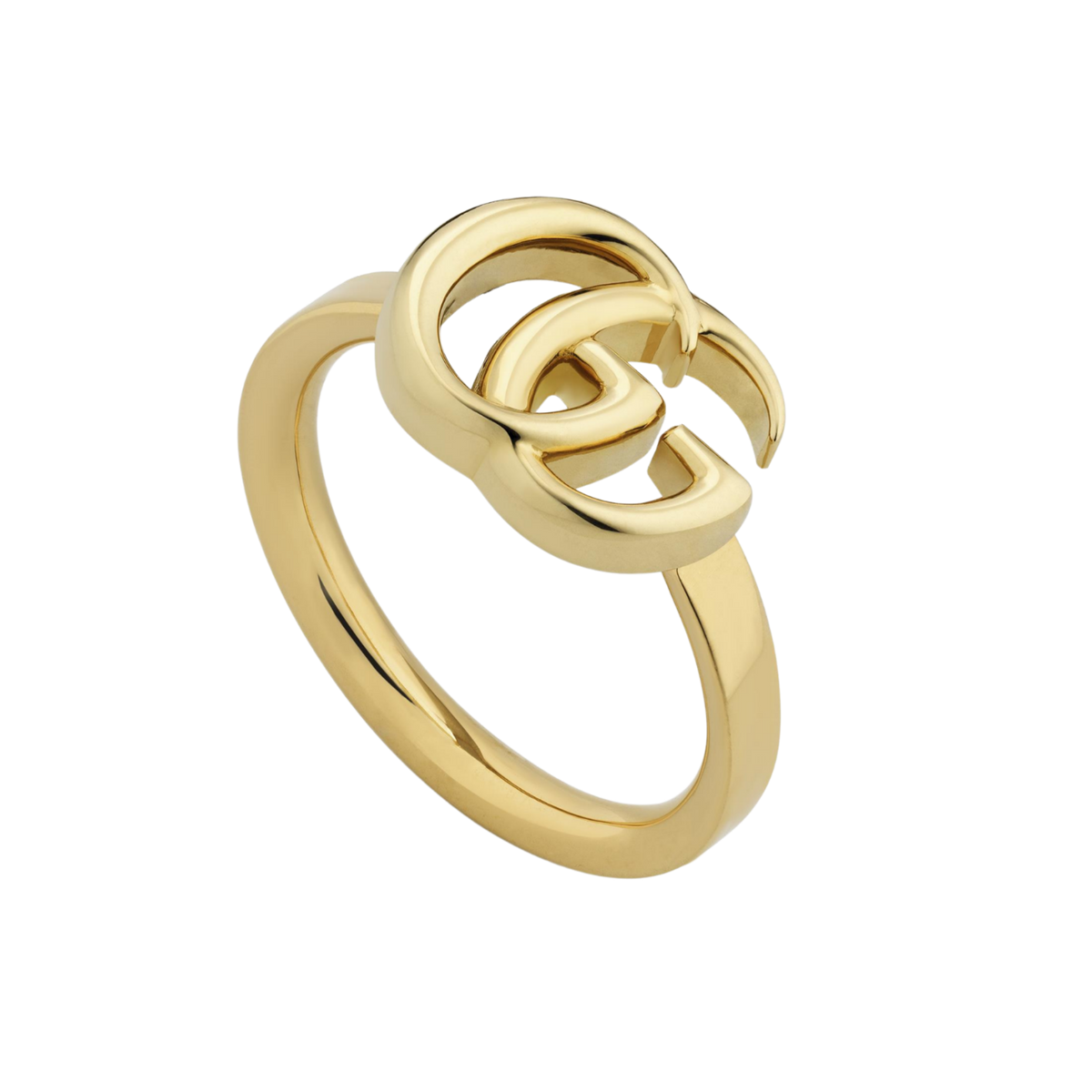 Elegant and instantly recognisable, this Gucci gold-tone GG ring features the iconic double G logo in a sleek contemporary design. A timeless statement piece that brings effortless luxury to everyday styling.